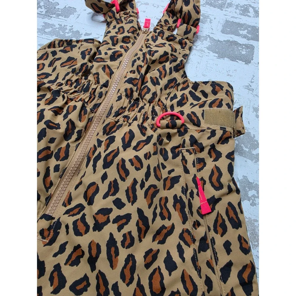 Amazon Essentials Kids Leopard Print Snow Bibs Insulated Overalls Small Brown